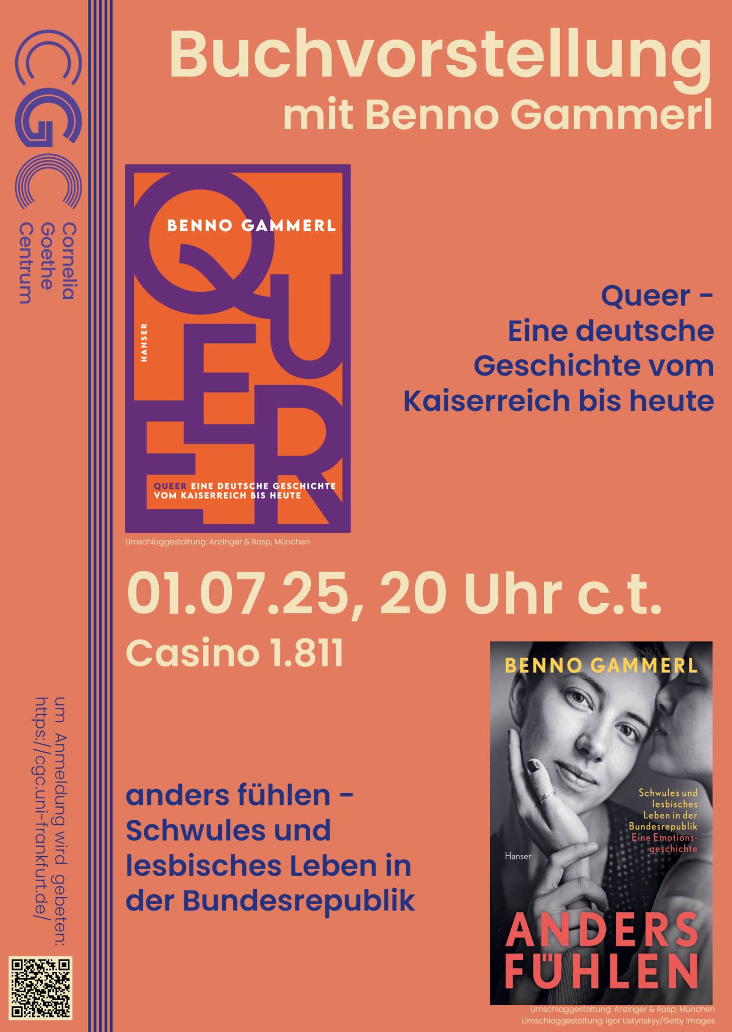 Poster Buchpräsentation Benno Gammerl "Queer" und "Anders fühlen"